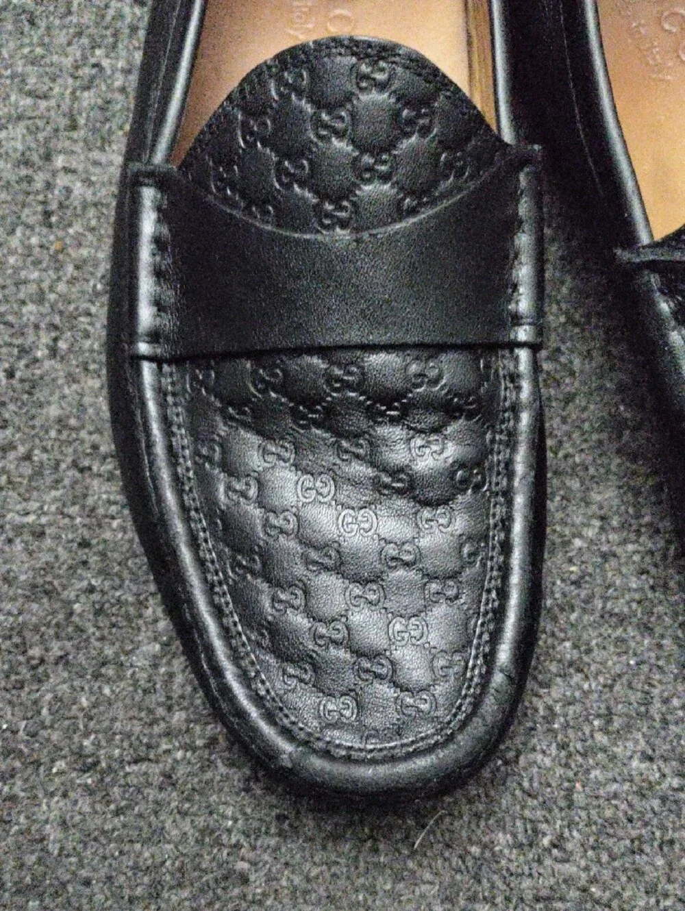 Gucci GG Black Embossed Leather Penny Loafers